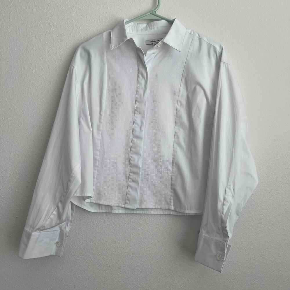 Madewell Flawed Straight Hem Shirt Blouse Small White Flaw